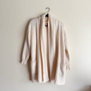 Anthropologie Pilcro Cream Open Front Heavy Knit Pocket Cardigan XS Cozy Comfort